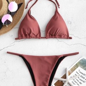 Maroon String Bikini Set